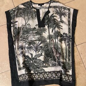 Karen Kane Black and White Safari Print Shirt